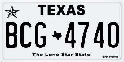 TX license plate BCG4740