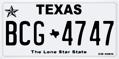 TX license plate BCG4747