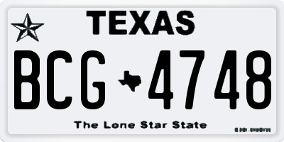 TX license plate BCG4748