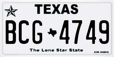 TX license plate BCG4749