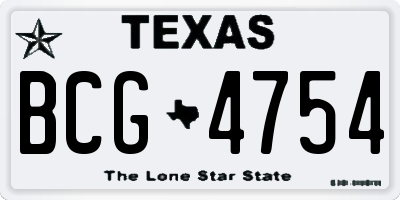 TX license plate BCG4754