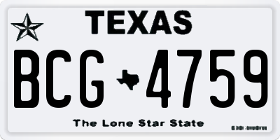 TX license plate BCG4759