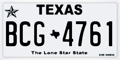 TX license plate BCG4761