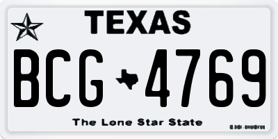 TX license plate BCG4769