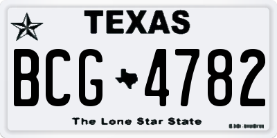 TX license plate BCG4782