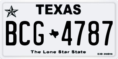 TX license plate BCG4787