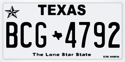 TX license plate BCG4792