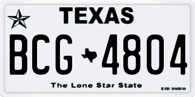 TX license plate BCG4804