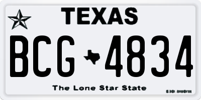 TX license plate BCG4834