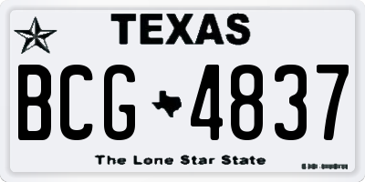 TX license plate BCG4837