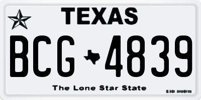 TX license plate BCG4839
