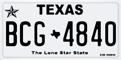 TX license plate BCG4840