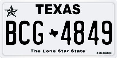 TX license plate BCG4849