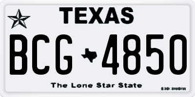 TX license plate BCG4850