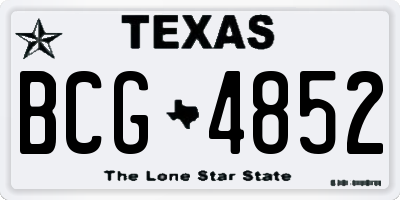 TX license plate BCG4852