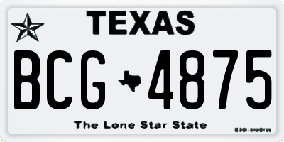 TX license plate BCG4875