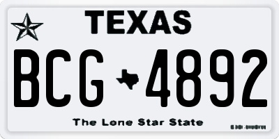 TX license plate BCG4892