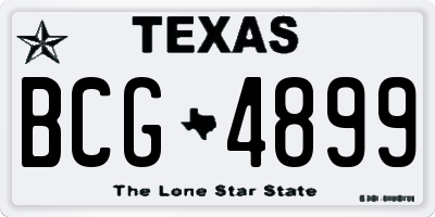 TX license plate BCG4899