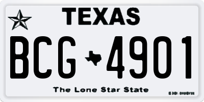 TX license plate BCG4901