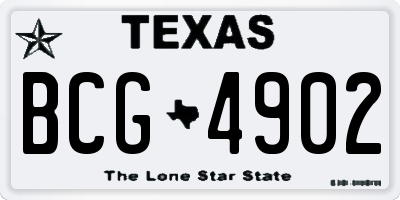 TX license plate BCG4902