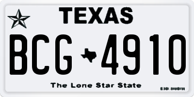 TX license plate BCG4910
