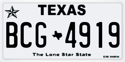 TX license plate BCG4919