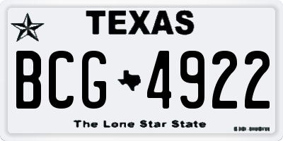 TX license plate BCG4922