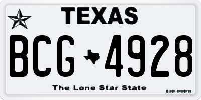 TX license plate BCG4928