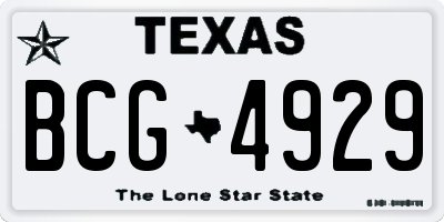 TX license plate BCG4929