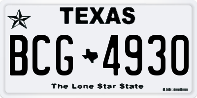 TX license plate BCG4930