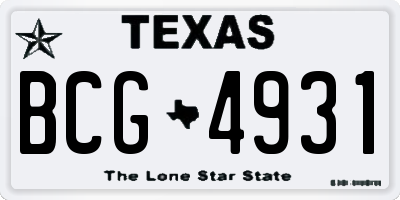 TX license plate BCG4931