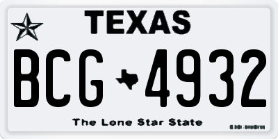 TX license plate BCG4932