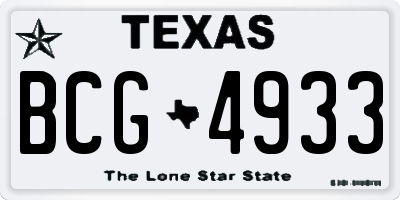 TX license plate BCG4933