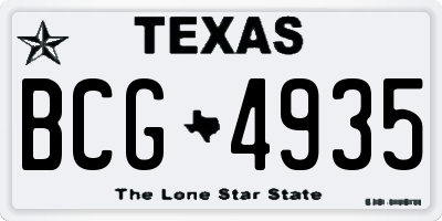 TX license plate BCG4935
