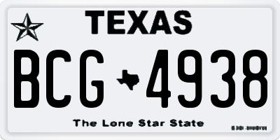 TX license plate BCG4938