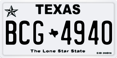 TX license plate BCG4940