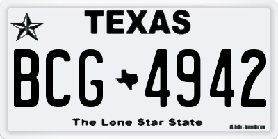 TX license plate BCG4942