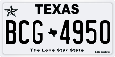 TX license plate BCG4950