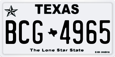 TX license plate BCG4965