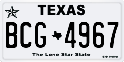 TX license plate BCG4967