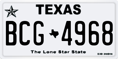 TX license plate BCG4968