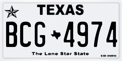TX license plate BCG4974