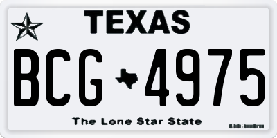TX license plate BCG4975