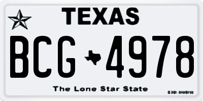 TX license plate BCG4978