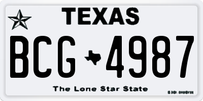 TX license plate BCG4987