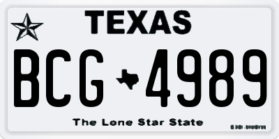 TX license plate BCG4989