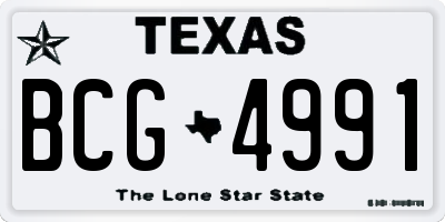 TX license plate BCG4991