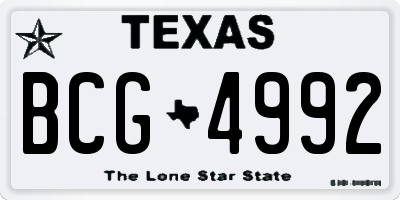 TX license plate BCG4992
