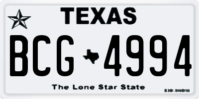 TX license plate BCG4994