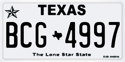 TX license plate BCG4997